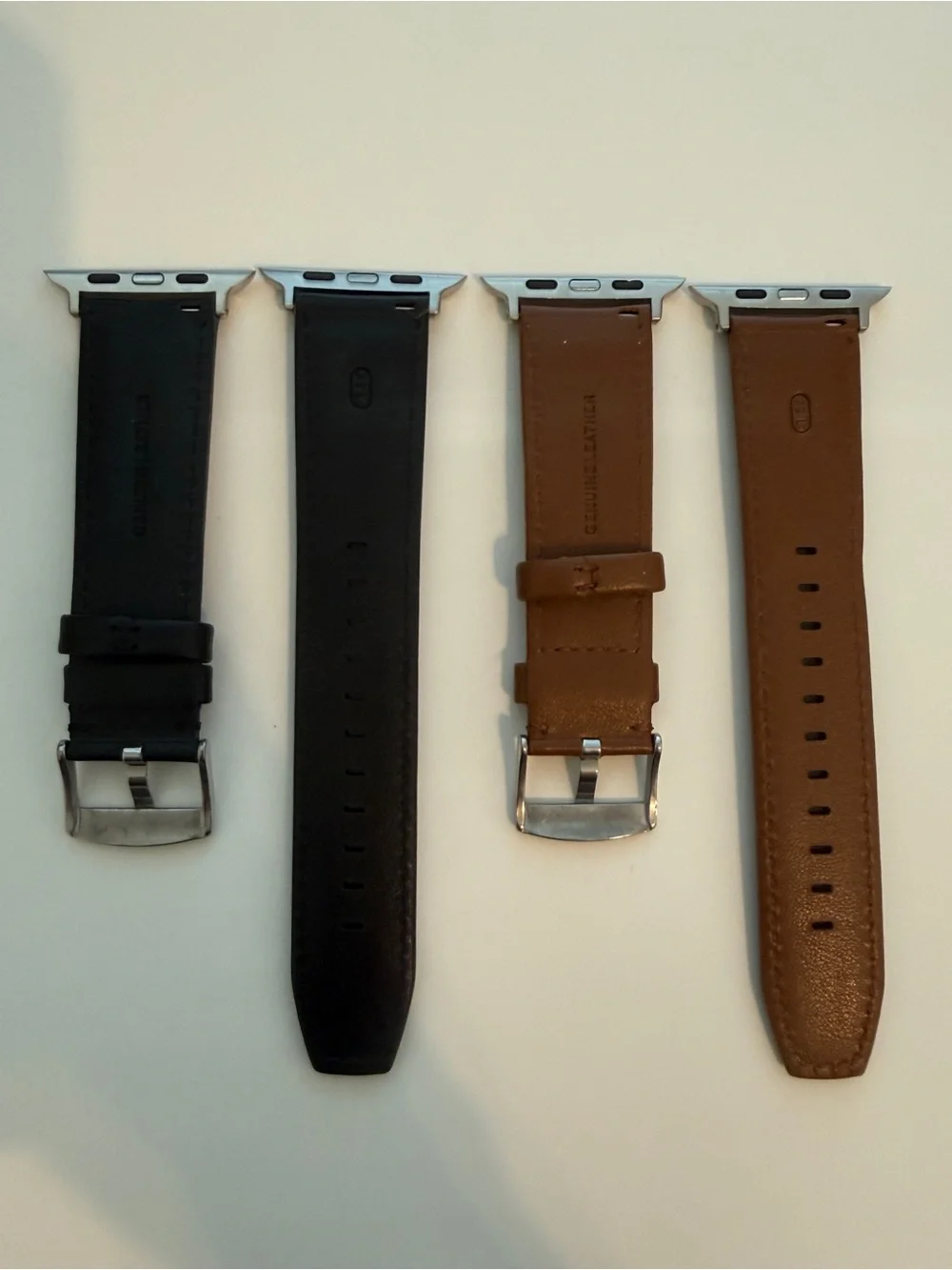 New Replacement Leather Apple Watch Bands - Black and Brown Set